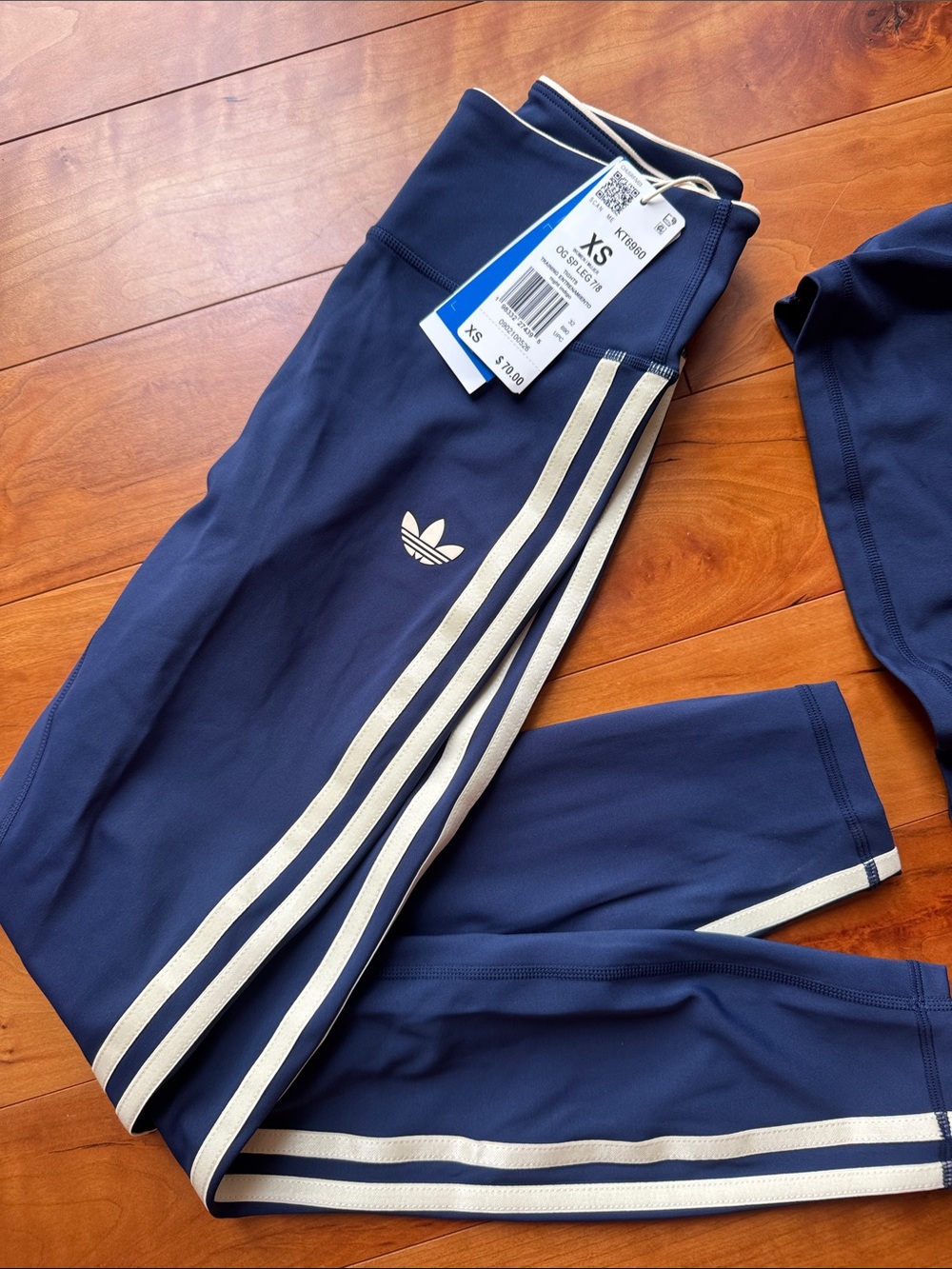 Adidas Sport Originals Navy Blue 3-Stripe Leggings & Crop Top Set sz XS - Picture 3 of 7